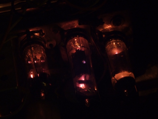 Radio valves glowing in an old Bush receiver