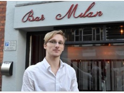 Tom, standing outside the new Bar Milan