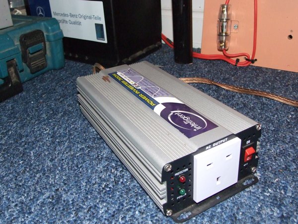 A 300w pure sine wave inverter, with battery in background