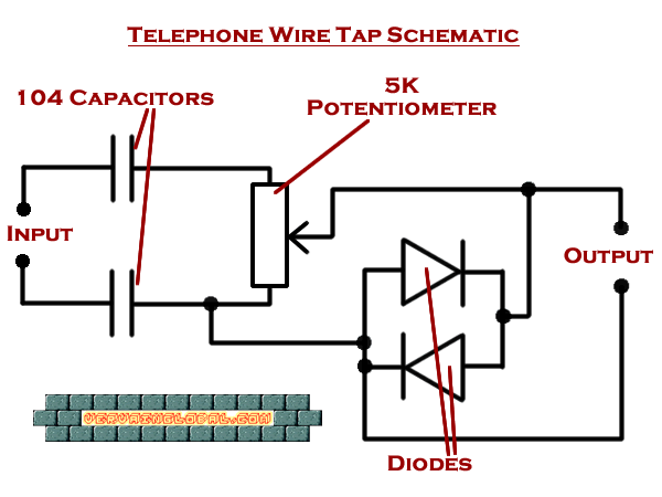 The schematic for vervainglobal's telephone wire tap
